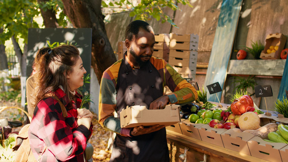 Small farmers market at Crane Park in St. Helena Napa Valley with local vendors and a relaxed atmosphere.