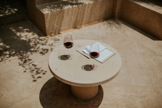 Private seated winery tasting in Napa Valley with minimal setting, designed for focused, calm, and intentional wine experiences.
