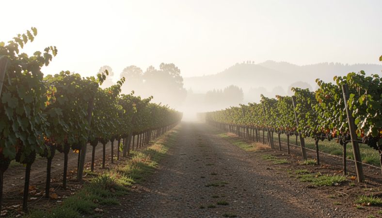 Quiet vineyard path along Silverado Trail in Napa Valley, representing reflection, rest, and a restorative break for teachers.